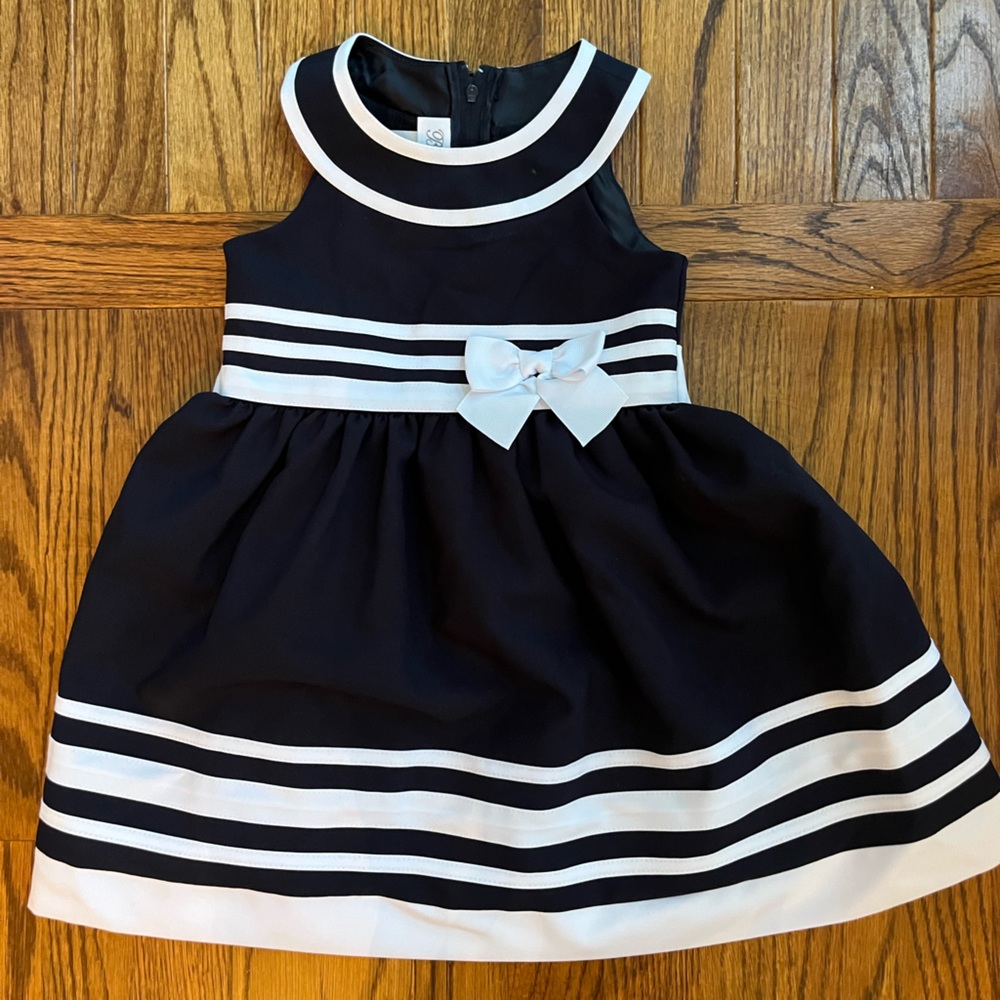 Navy and White Nautical Baby Girls Dress